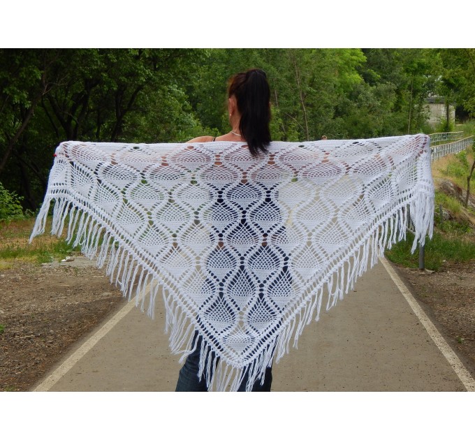  White Crochet Shawl Wraps Bridal Shawl Fringe Triangle Wedding Shawl Black Hand Knitted Wraps Shawl Lace Pink Scarf Flower Big Crochet Shawl  Shawl / Wraps  