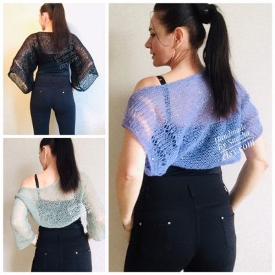 Knit Bridal Shrug Chunky knit shrug summer knitwear Wedding shrug mohair bolero Handknit shrug Cotton shrug Bridal bolero Summer shrug