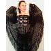  Black Crochet Shawl Wraps Wedding Triangle Fringe Big Size bridesmaid shawl mom birthday Gift For Her best friend Hand knit Mohair shawl  Shawl / Wraps  4