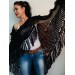  Black Crochet Shawl Wraps Wedding Triangle Fringe Big Size bridesmaid shawl mom birthday Gift For Her best friend Hand knit Mohair shawl  Shawl / Wraps  7