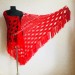  RED Crochet Shawl Triangle Fringe Wrap Hand Knit Wool Shawl Evening Crochet Wrap Mohair Lace Scarf Shawl Gifts For Wife Mom Festival Shawl  Shawl / Wraps  4