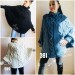  Hand Knit Poncho Wool Women Gray Poncho Sweater Winter Blue Poncho Plus Size Knitwear Boho Crochet Wrap Knit Cable Chunky Poncho White Black  Poncho  