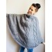  Hand Knit Poncho Wool Women Gray Poncho Sweater Winter Blue Poncho Plus Size Knitwear Boho Crochet Wrap Knit Cable Chunky Poncho White Black  Poncho  9