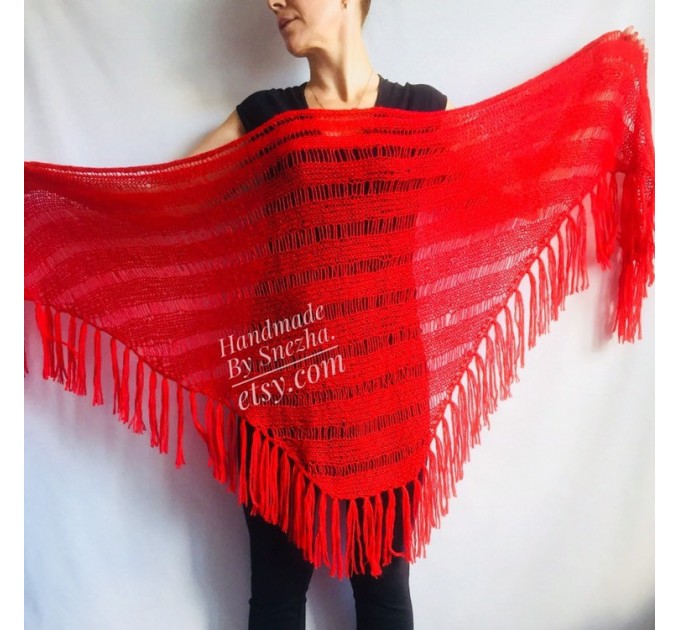  Knit Wedding Triangle Shawl Fringe Crochet Beige Wrap RED Mohair Scarf Boho Black Angora Shawl Wraps Scarf For Women Wool Shawl  Wedding  