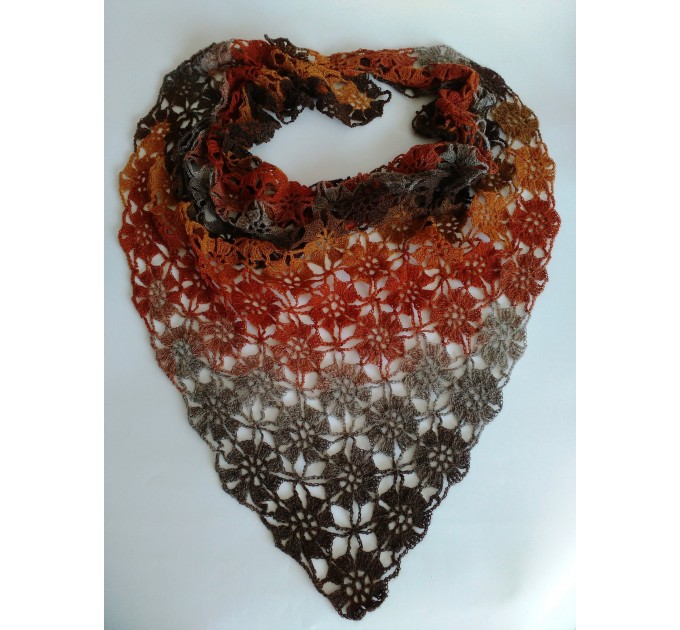  Burnt Orange Crochet Lace Shawl Wraps Grey Wool Shawl Lilac Boho Triangle Warm Scarf for Women Rainbow Floral Hand Knit Shawl Large  Shawl / Wraps  4