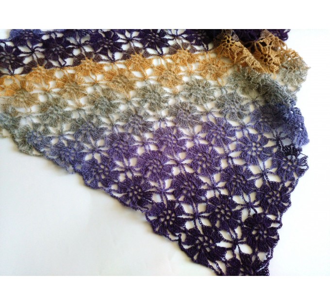 Burnt Orange Crochet Lace Shawl Wraps Grey Wool Shawl Lilac Boho Triangle Warm Scarf for Women Rainbow Floral Hand Knit Shawl Large  Shawl / Wraps  5