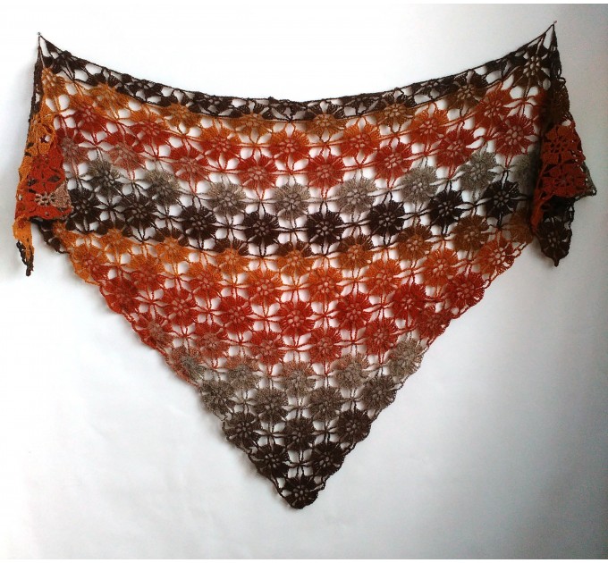  Burnt Orange Crochet Lace Shawl Wraps Grey Wool Shawl Lilac Boho Triangle Warm Scarf for Women Rainbow Floral Hand Knit Shawl Large  Shawl / Wraps  8