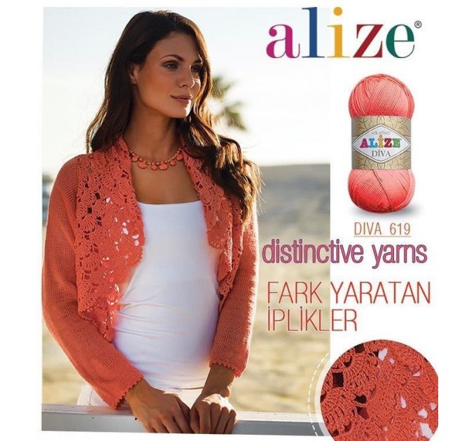 ALIZE DIVA Silk Effect Yarn Crochet Microfiber Acrylic Lace Hand