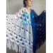  Navy Blue White COTTON Crochet SHAWL Granny Square Bridesmaid Wraps Custom Color Fringe Summer Lace Shawl Hand Knit Triangle Flower Black  Shawl / Wraps  6