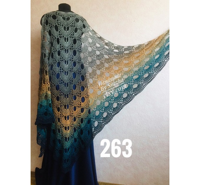  Hand Knit PONCHO Crochet Shawl Big Size Vintage Wraps Granny Square Summer Cover Up Rainbow Cotton Shawl Triangle Wraps Flower Bridesmaid  Poncho  6