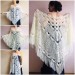  Ivory Crochet Shawl Wrap Mohair Fringe Big Size Triangle Shawl Hand Knit Bridal Wedding Wool Shawl Gifts for Wife Beige Bohemian Shawl  Shawl / Wraps  2