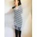  Gray knit shawl Fringe Knitted shawl Chunky shawl wrap Oversized gray shawl Wool shawl wrap Triangle knit scarf Dark gray wrap scarf shawl  Shawl / Wraps  4