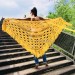  Mustard 50 COLORS Crochet Granny Shawl Large Mohair Triangle Big Size Shawl Fringe Long Handknit Woman Bohemian Festi Hand Knit Wrap  Shawl / Wraps  