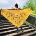  Mustard 50 COLORS Crochet Granny Shawl Large Mohair Triangle Big Size Shawl Fringe Long Handknit Woman Bohemian Festi Hand Knit Wrap  Shawl / Wraps  1