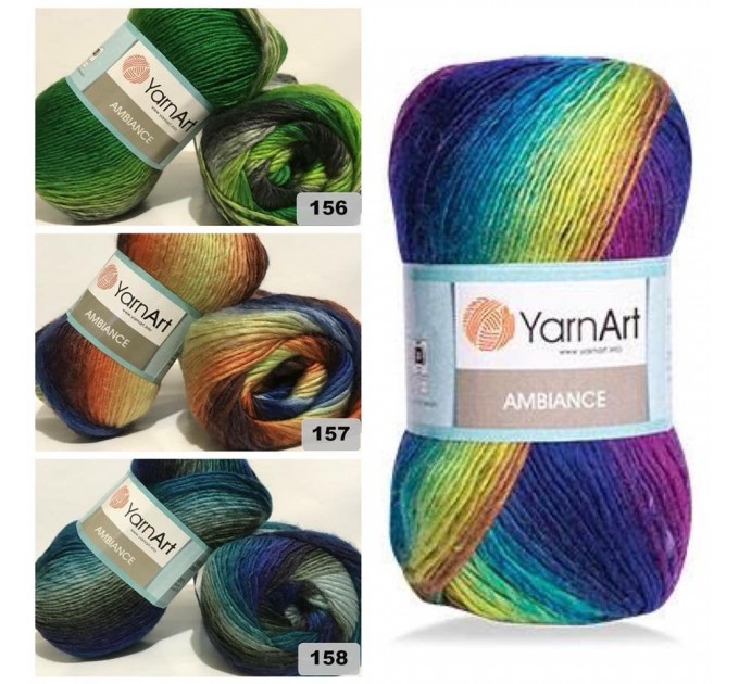  YarnArt AMBIANCE Rainbow Gradient Wool Yarn 100 g 250 meters Multicolor Wool yarn for crochet Shawl Scarf yarn magic soft color choice yarn  Yarn  5