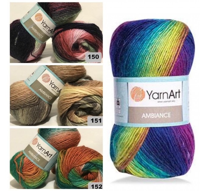  YarnArt AMBIANCE Rainbow Gradient Wool Yarn 100 g 250 meters Multicolor Wool yarn for crochet Shawl Scarf yarn magic soft color choice yarn  Yarn  4