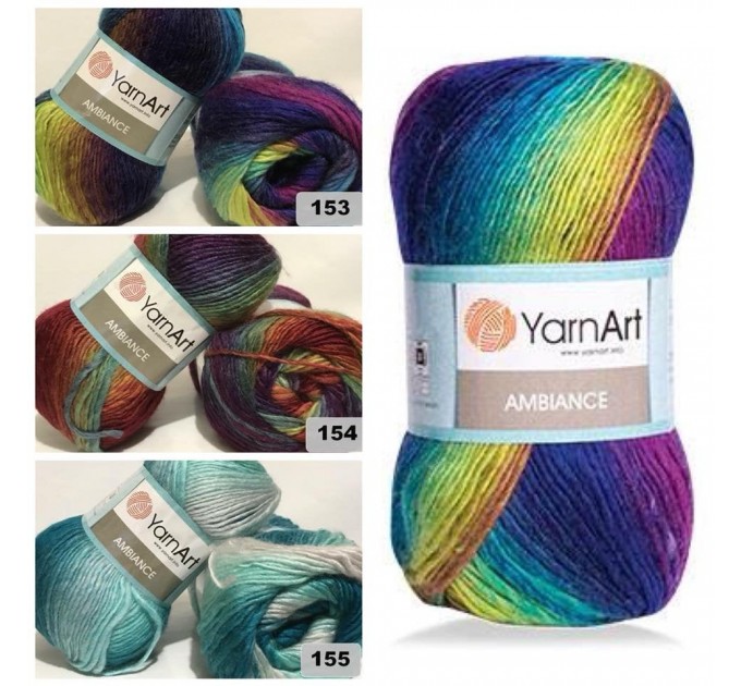  YarnArt AMBIANCE Rainbow Gradient Wool Yarn 100 g 250 meters Multicolor Wool yarn for crochet Shawl Scarf yarn magic soft color choice yarn  Yarn  2