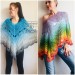  RAINBOW Crochet Poncho Women Shawl Big Size Vintage Wraps Cotton Hand Knit Oversized Clothing Granny Square Pride Shawl Triangle Bohemian  Poncho  7