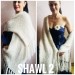  Wedding shawl Ivory bridesmaid faux fur Winter bridal knit wrap, Hand knit Long warm scarf, Beige Navy Blue Fuzzy rustic shawl  Shawl / Wraps  3