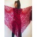  Burgundy crochet bridal shawl and wraps Crocher wool lace shawl angora Mohair wedding triangle shawl with fringe Bohemian Hand Knit Shawl  Shawl / Wraps  
