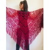 Burgundy crochet bridal shawl and wraps Crocher wool lace shawl angora Mohair wedding triangle shawl with fringe Bohemian Hand Knit Shawl
