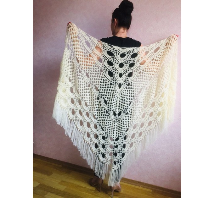 Hand-knit Lace Angora Shawl