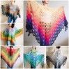 Crochet Rainbow Poncho, Big Size Vintage Festival shawl pin, Plus size Boho kimono Wraps Gift-for-her-women-mom-birthday-gift Beach cover up