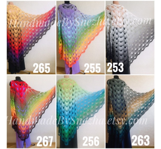  Crochet Rainbow Poncho, Big Size Vintage Festival shawl pin, Plus size Boho kimono Wraps Gift-for-her-women-mom-birthday-gift Beach cover up  Shawl / Wraps  2