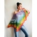  Crochet Rainbow Poncho, Big Size Vintage Festival shawl pin, Plus size Boho kimono Wraps Gift-for-her-women-mom-birthday-gift Beach cover up  Shawl / Wraps  7