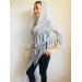  Wedding knit shawl Fringe Triangle scarf Gray Crochet shawl wrap Oversized Dark gray Mohair Wool shawl gift for Mom shawl  Shawl / Wraps  2