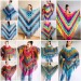  Rainbow Crochet Shawl Fringe Wraps OOAK Boho Lace Triangle Warm Shawl Mom Scarf Women Floral Hand Knit Shawl Large Big Crocheted  Shawl / Wraps  