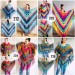  Rainbow Crochet Shawl Fringe Wraps OOAK Boho Lace Triangle Warm Shawl Mom Scarf Women Floral Hand Knit Shawl Large Big Crocheted  Shawl / Wraps  2