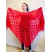  RED Crochet Shawl Fringe SHAWL BLACK Triangle Scarf Boho Shawl Women Evening Shawl Black Floral Scarf Hand Knit Scarf Lace Wool Knit Shawl  Shawl / Wraps  