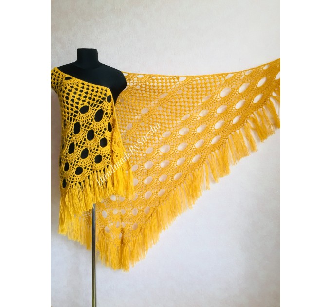  Mustard 50 COLORS Crochet Shawl Wraps Triangle Fringe Granny Shawl Long Handknit Woman Bohemian Festi Hand Knit Large Mohair Oversize Cape  Shawl / Wraps  6