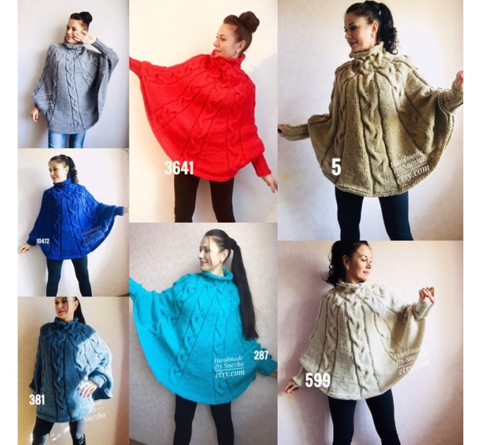 Knit Poncho Woman Crochet Plus Size Clothing Oversize Sweater Gray White Loose Winter Cable SweaterHand Knit Beige Red Convertible Cardigan