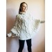 Knit Poncho Woman Crochet Plus Size Clothing Oversize Sweater Gray White Loose Winter Cable SweaterHand Knit Beige Red Convertible Cardigan