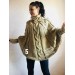 Knit Poncho Woman Crochet Plus Size Clothing Oversize Sweater Gray White Loose Winter Cable SweaterHand Knit Beige Red Convertible Cardigan