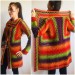  Blue White granny square jacket hood sweater Long sleeve knit Rainbow gradient cardigan woman Crochet Open plus size hippie wool boho coat  Cardigan  8