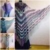 Crochet Shawl Poncho Women Fringe Mohair Big Size Maxi Triangle Shawl Gradient Blue Alpaca Long Hand knit Bohemian Festi Hand Knit Shawl