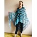 Crochet Shawl Poncho Women Fringe Mohair Big Size Maxi Triangle Shawl Gradient Blue Alpaca Long Hand knit Bohemian Festi Hand Knit Shawl  Shawl / Wraps  5
