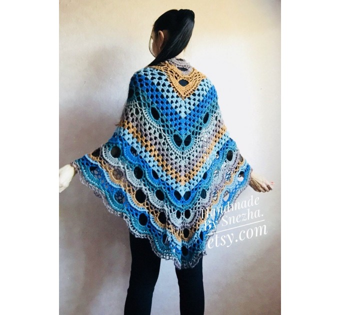  Crochet Shawl Wraps With Fringe Yellow Shawl Best Friend Gift Caregiver Appreciation Gray Acrylic Wool Shawl Easter Shawl Mom Gift, Grandma  Shawl / Wraps  5