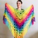  Crochet Shawl Rainbow Wraps Fringe GIFT brooch Mohair Triangular Scarf Colorful Knit Wool Multicolor pashmina Shawl Lace Warm Boho Evening  Shawl / Wraps  