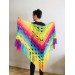  Crochet Shawl Rainbow Wraps Fringe GIFT brooch Mohair Triangular Scarf Colorful Knit Wool Multicolor pashmina Shawl Lace Warm Boho Evening  Shawl / Wraps  8