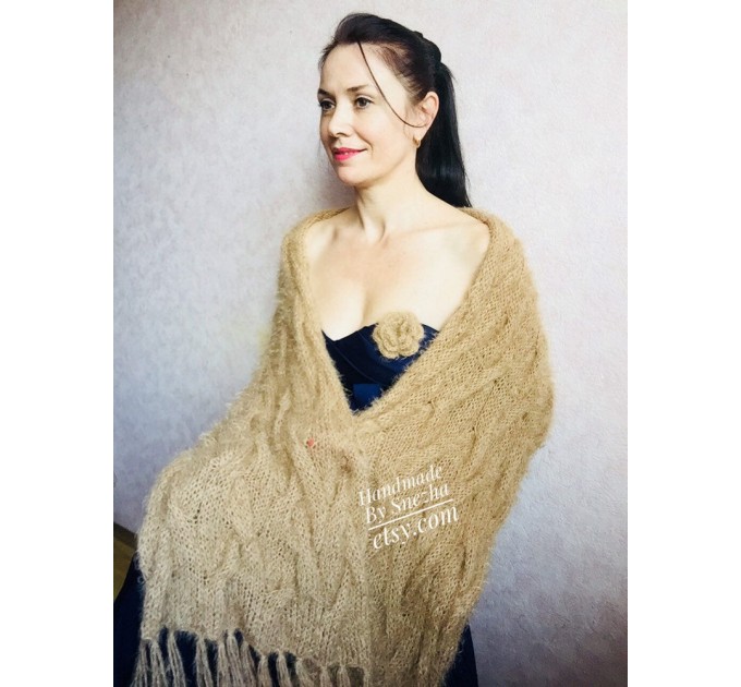  Wedding Shawl, Winter wedding, Bridal shawl, Bridesmaid Wrap, Cover up Ivory Wedding Shawl Fuzzy triangle shawl fringe knitted Scarf women  Wedding  7