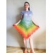  Crochet Poncho Women Big Size Vintage Shawl Plus Size White beach swimsuit cover up Cotton Knit Boho Hippie Gift-for-Her Bohemian Rainbow  Poncho  5