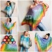 Crochet Poncho Women Big Size Vintage Shawl Plus Size White beach swimsuit cover up Cotton Knit Boho Hippie Gift-for-Her Bohemian Rainbow  Poncho  6