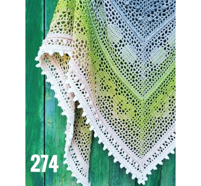  Crochet Lace Shawl Wraps Pink Shawl Boho Triangle Scarf for Women Rainbow Floral Hand Knit Shawl Large  Shawl / Wraps  4