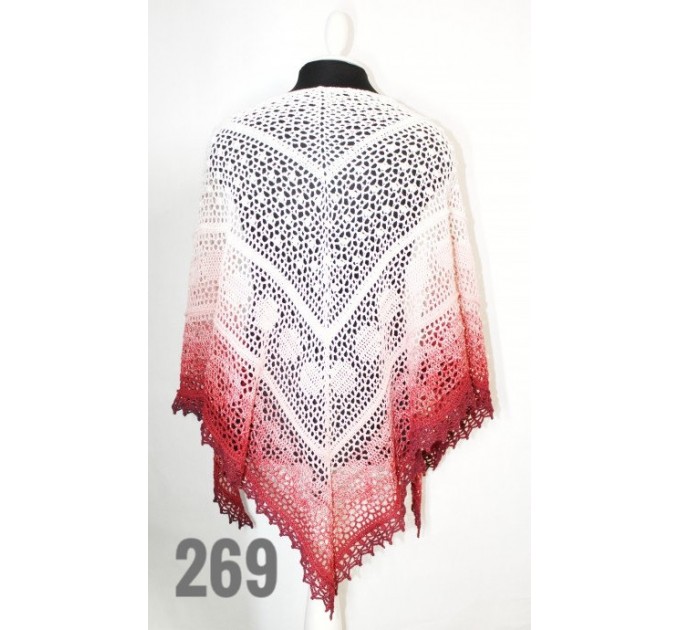  Crochet Lace Shawl Wraps Pink Shawl Boho Triangle Scarf for Women Rainbow Floral Hand Knit Shawl Large  Shawl / Wraps  5