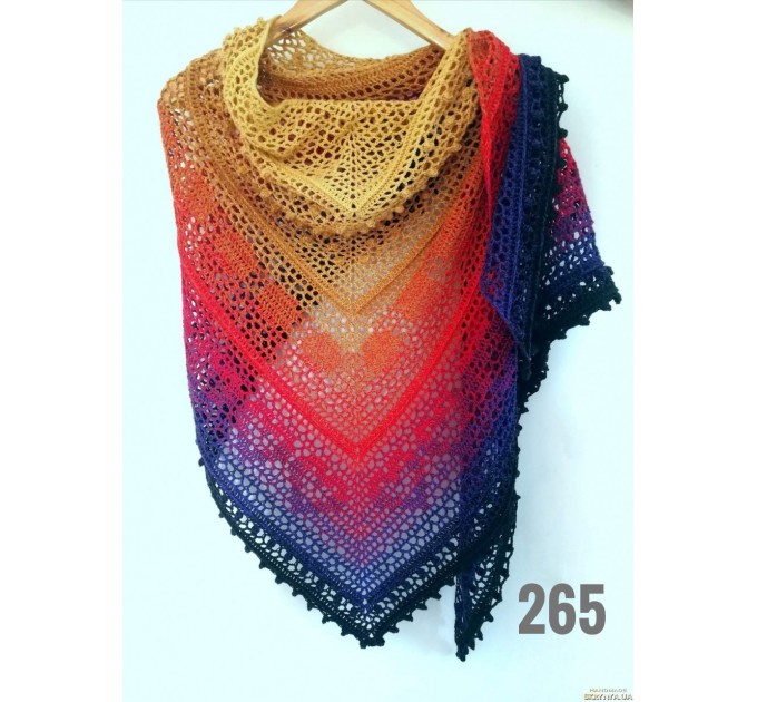  Crochet Lace Shawl Wraps Pink Shawl Boho Triangle Scarf for Women Rainbow Floral Hand Knit Shawl Large  Shawl / Wraps  7