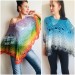  Crochet Poncho Shawl Women Rainbow Cotton Knit Boho Hippie Gift for Her Bohemian Vibrant Colors Boat Neck Boho Rainbow Cape Poncho  Poncho  7